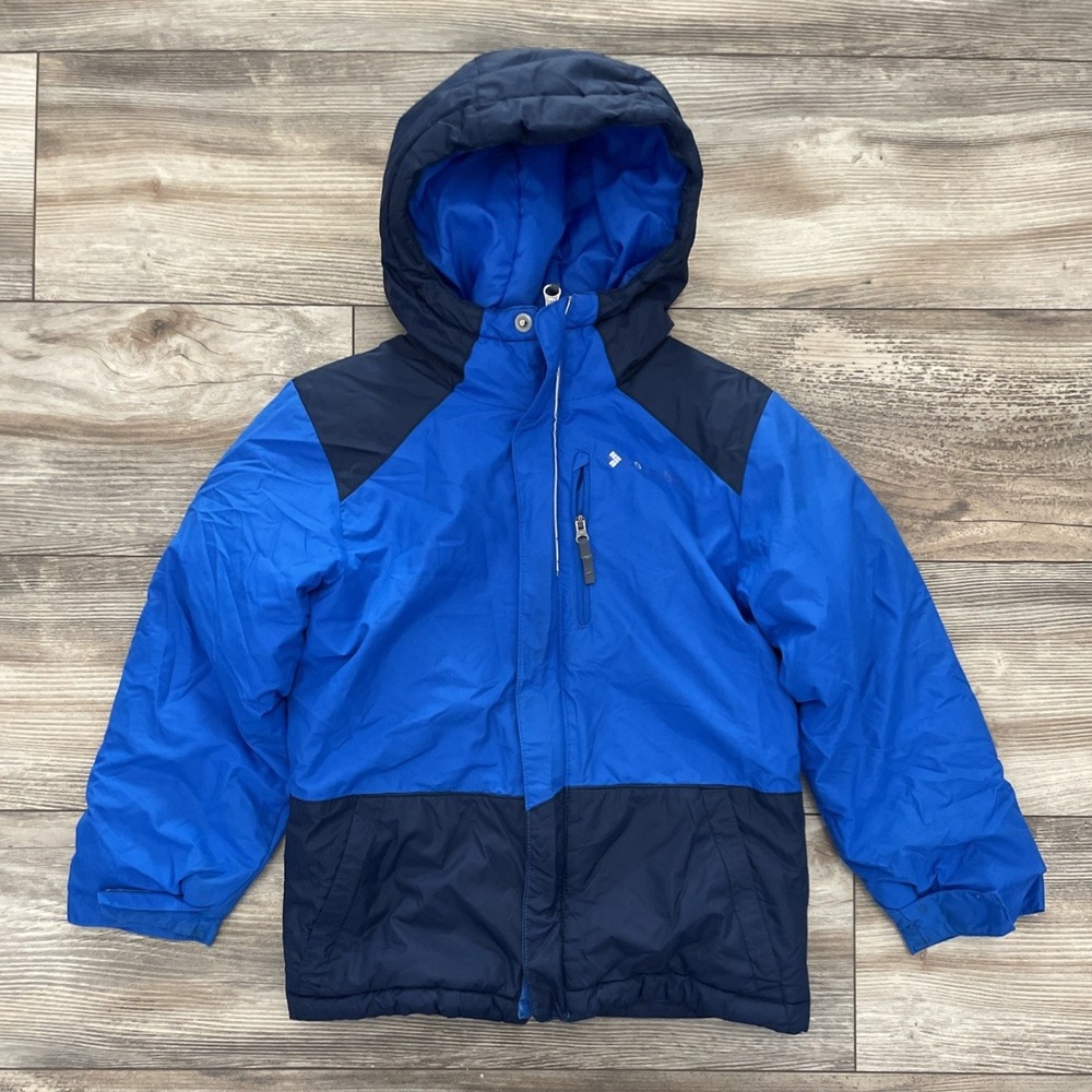 Columbia Boys Winter Jacket Coat Hooded Blue Navy Insulated XB5806 Size XS 6/7